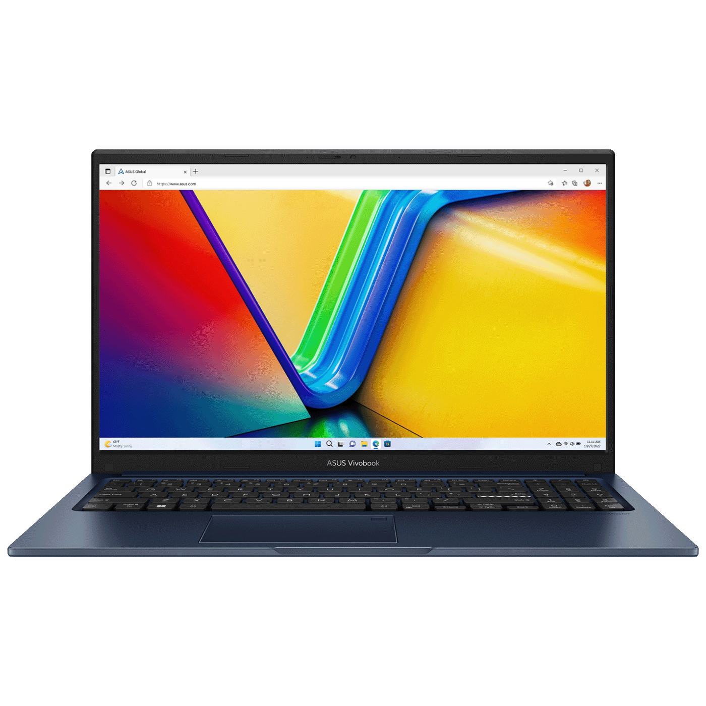 ASUS VivoBook X1504VA-NJ732 laptop u Quiet Blue boji sa 15.6" ekranom i osvijetljenom tastaturom.