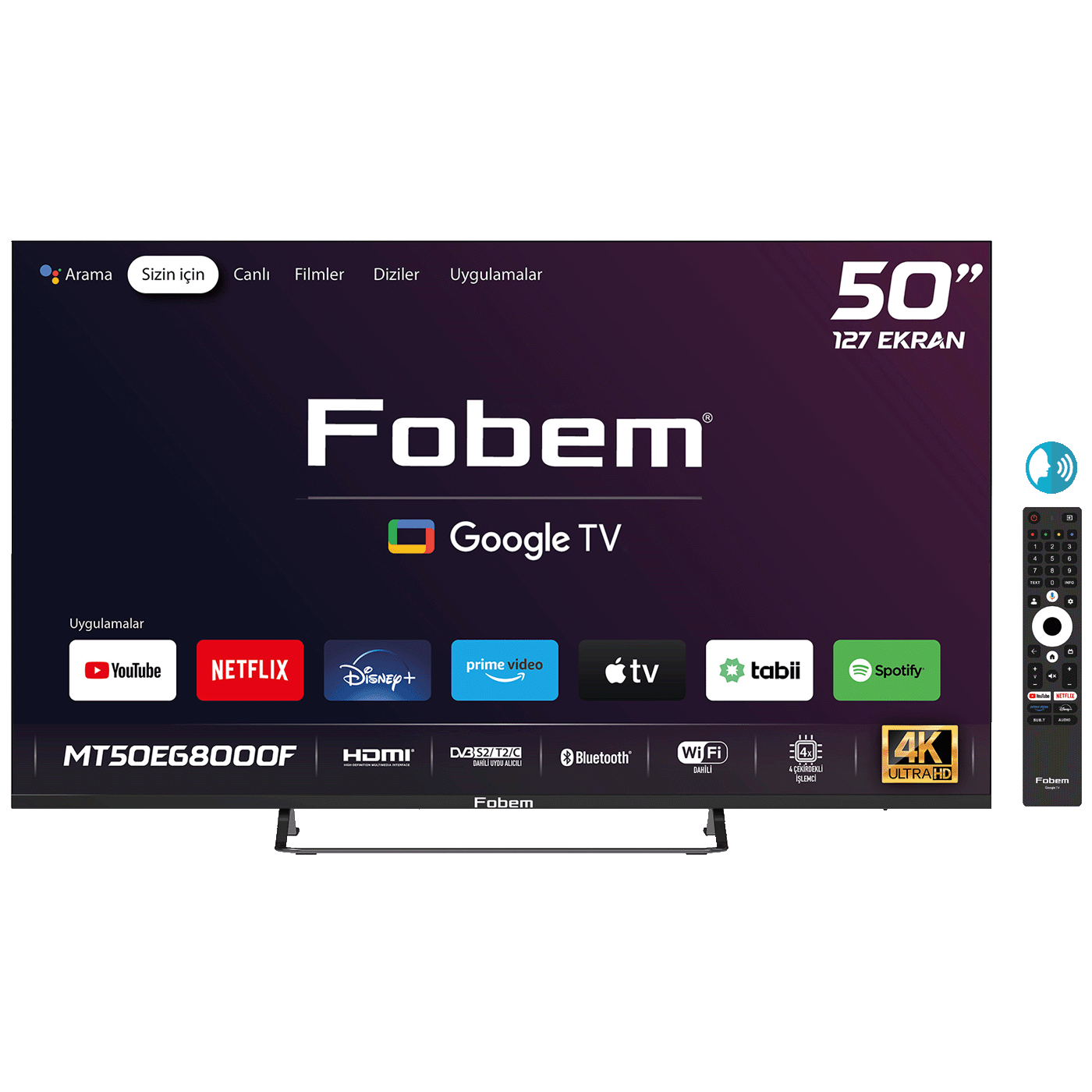 Fobem Smart QLED televizor 50 inča sa tanak okvir i Google TV interfejsom