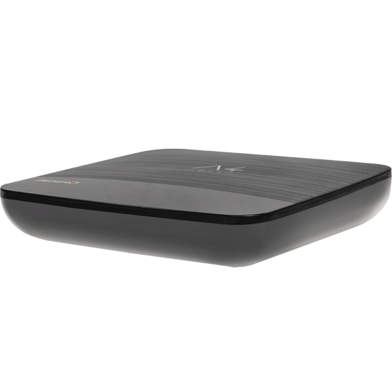 Amiko A4K OTT IPTV prijemnik sa 4K rezolucijom i Android OS na crnoj podlozi