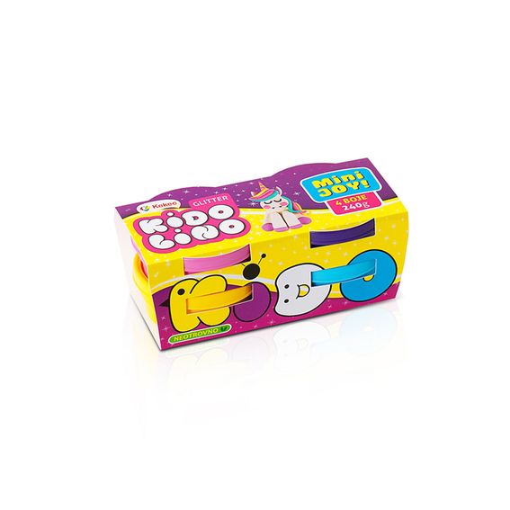 KE Kidolino 4/1 Gliter mini JOY masa za modeliranje u 4 boje