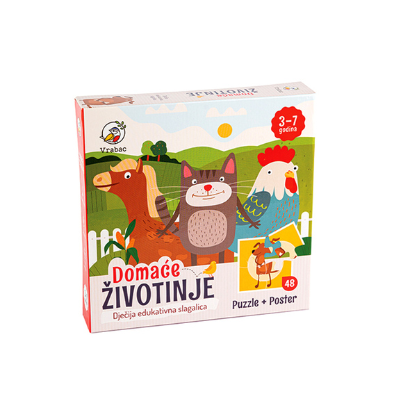 MO Puzzle Domaće životinje - Vrabac, edukativna slagalica sa 48 dijelova za djecu