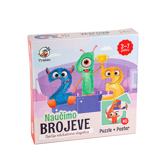 MO Puzzle Naučimo brojeve VRABAC za decu sa motivima brojeva od 0 do 9