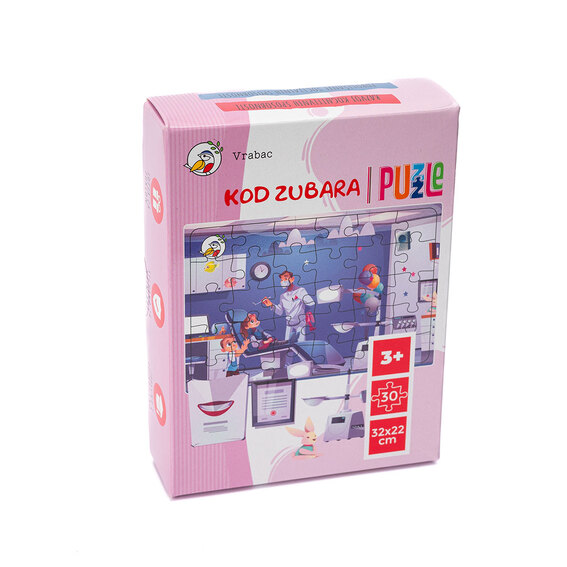 Dječja puzzla Chippy Kod zubara sa slikom vrapca i 30 dijelova za slagalicu