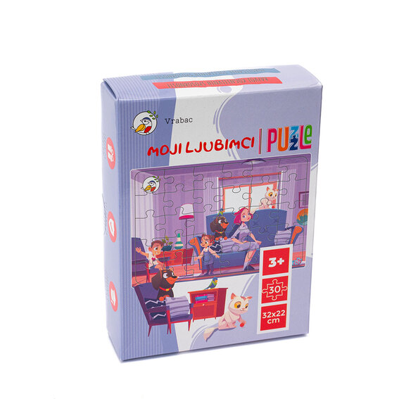 Dječja puzzla CHIPPY sa slikom ljubimaca, 30 dijelova za sastavljanje