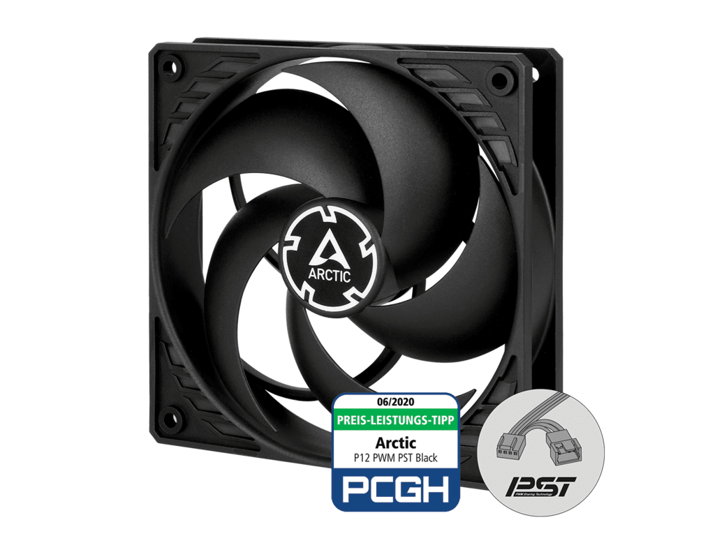Arctic P12 PWM PST 120mm ventilator sa crnim lopaticama i PWM PST konektorom
