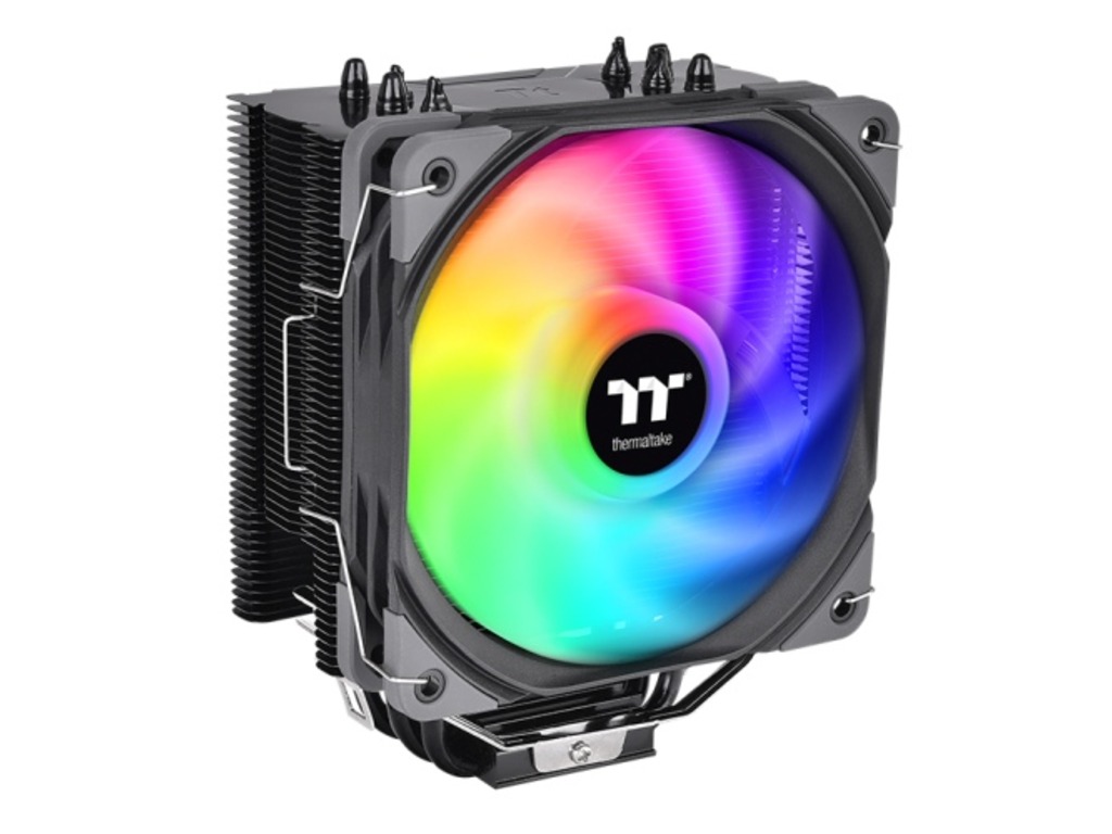 Thermaltake UX200 ARGB CPU hladnjak sa RGB osvetljenjem, prikazan na matičnoj ploči