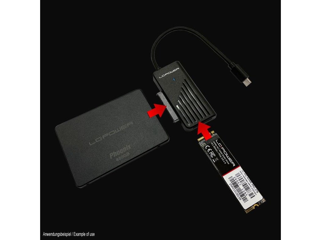 LC-Power SATA NVME adapter sa USB-C priključkom za 2.5" i 3.5" diskove