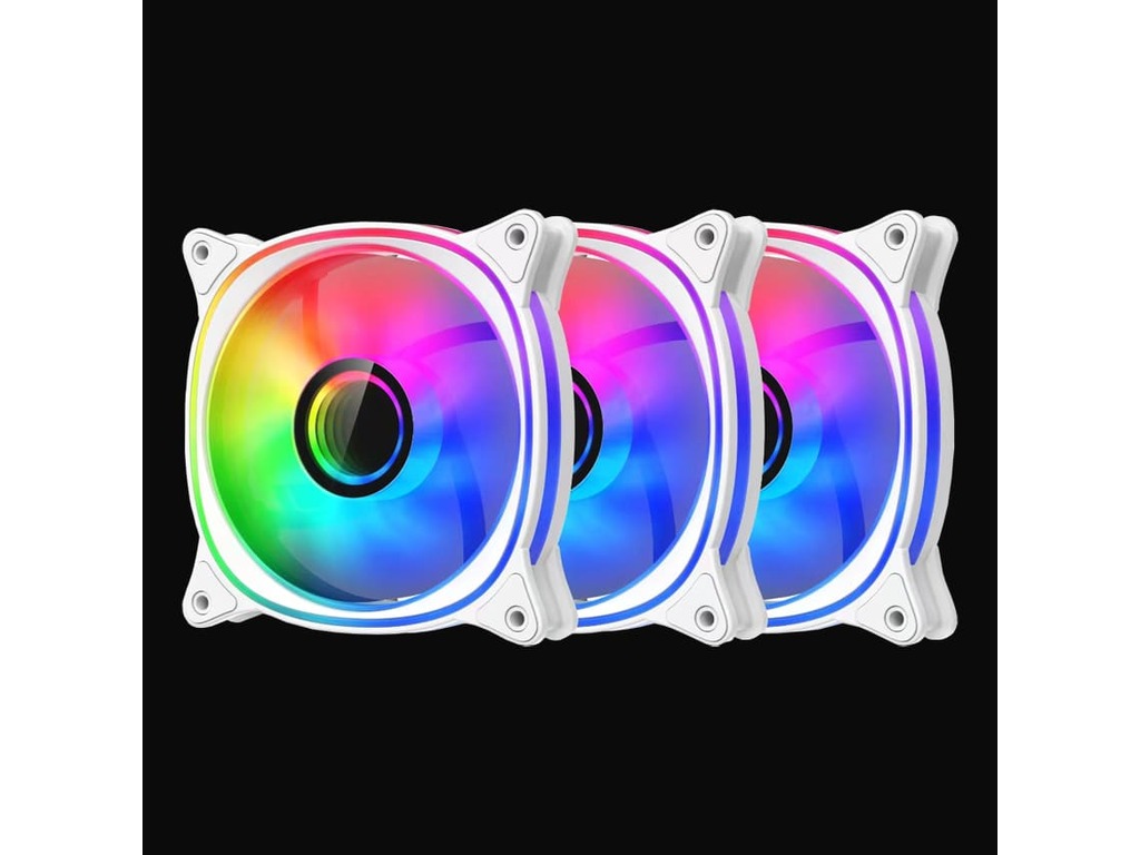 LC-Power LC-CF-120-ARGB-KIT-W set od 3 bela 120mm ARGB ventilatora sa RGB osvetljenjem