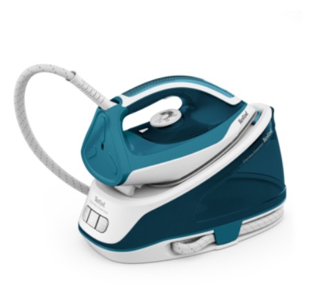 Tefal SV6115E0 Express Easy parna stanica sa crvenim detaljima i velikim spremnikom za vodu.