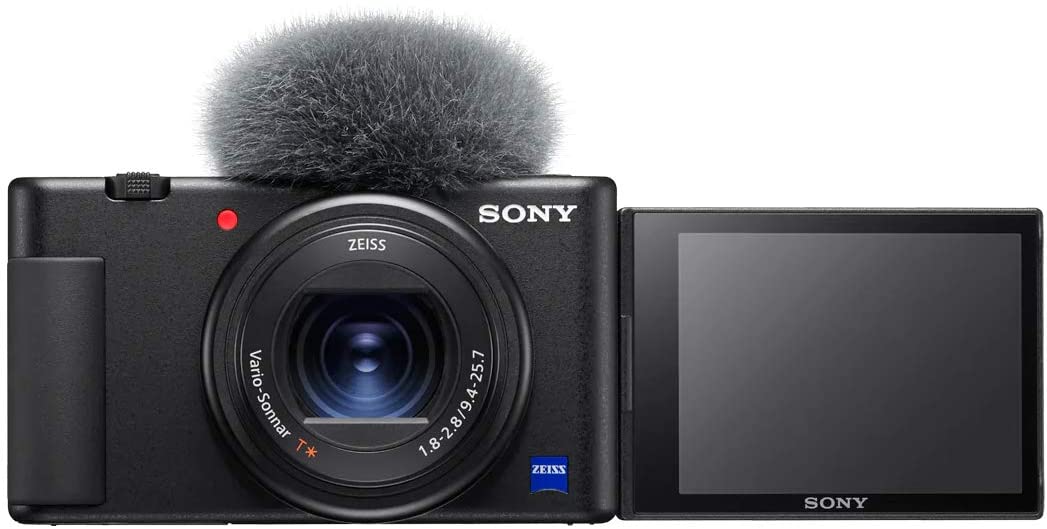 Sony ZV-1 vlog kamera sa crnim dizajnom i 24-70mm objektivom