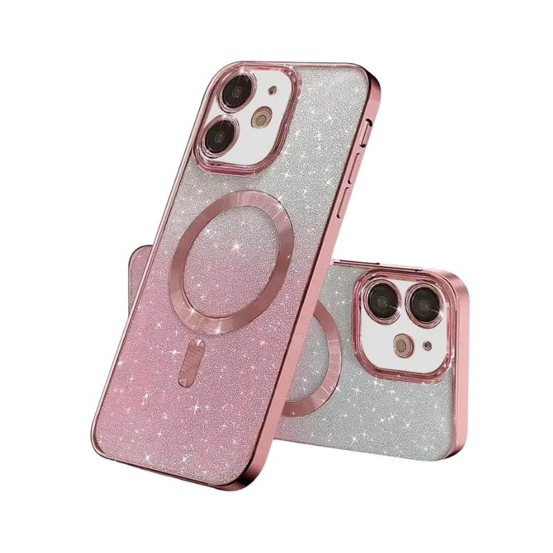 Rozna MagSafe glitter maskica za iPhone 16 Plus sa sjajnim detaljima