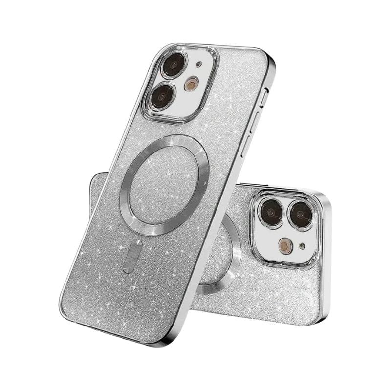 Srebrna MagSafe glitter maskica za iPhone 16 Pro Max