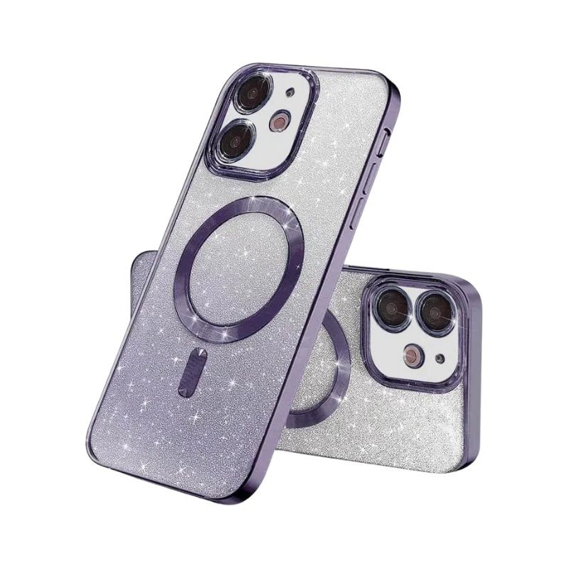 Ljubičasta MagSafe glitter maskica za iPhone 16 sa sjajnim efektima