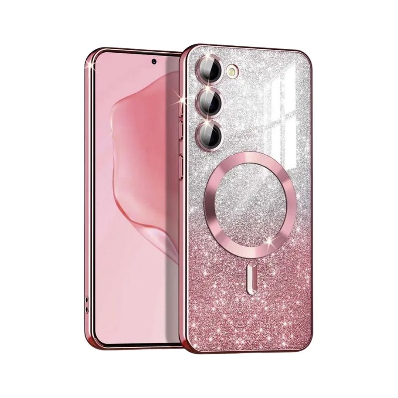 MagSafe glitter maskica za Samsung A06 u rozoj boji