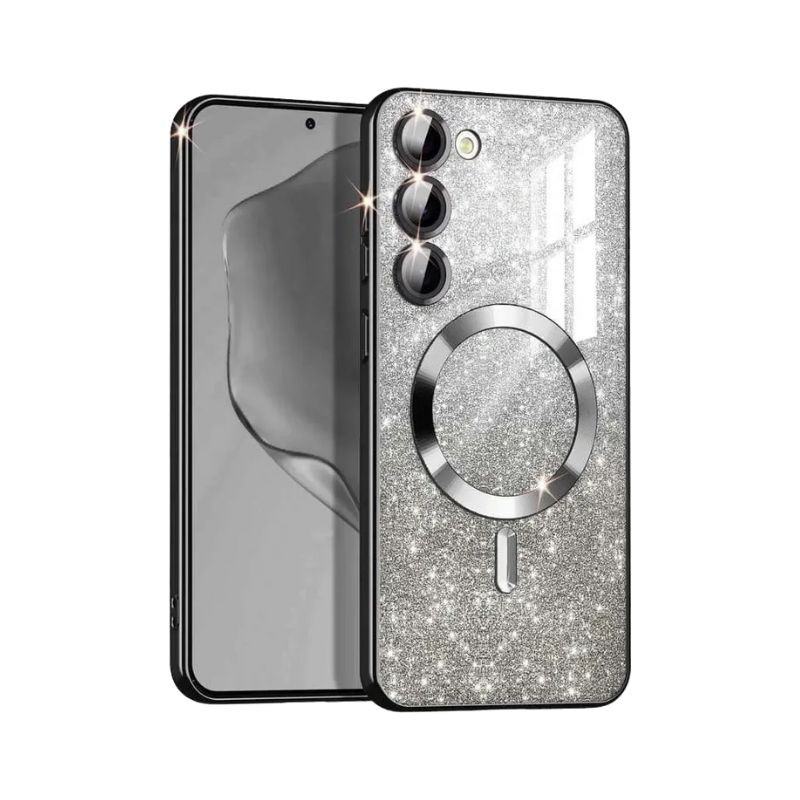 Crna MagSafe glitter maskica za Samsung A36 sa sjajnim detaljima