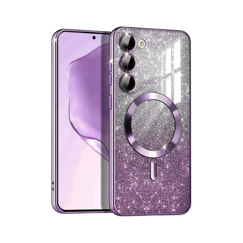 Ljubičasta MagSafe glitter maskica za Samsung A36 sa sjajnim efektima