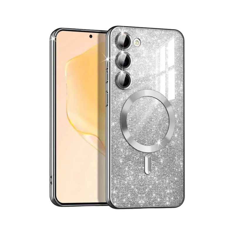 Srebrna MagSafe glitter maskica za Samsung A56 sa sjajnim detaljima