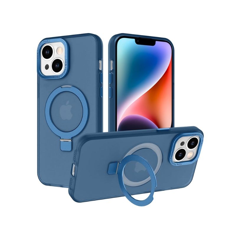 Plava Magsafe Ring maskica za iPhone 16 Plus sa prikazanim magnetnim prstenom