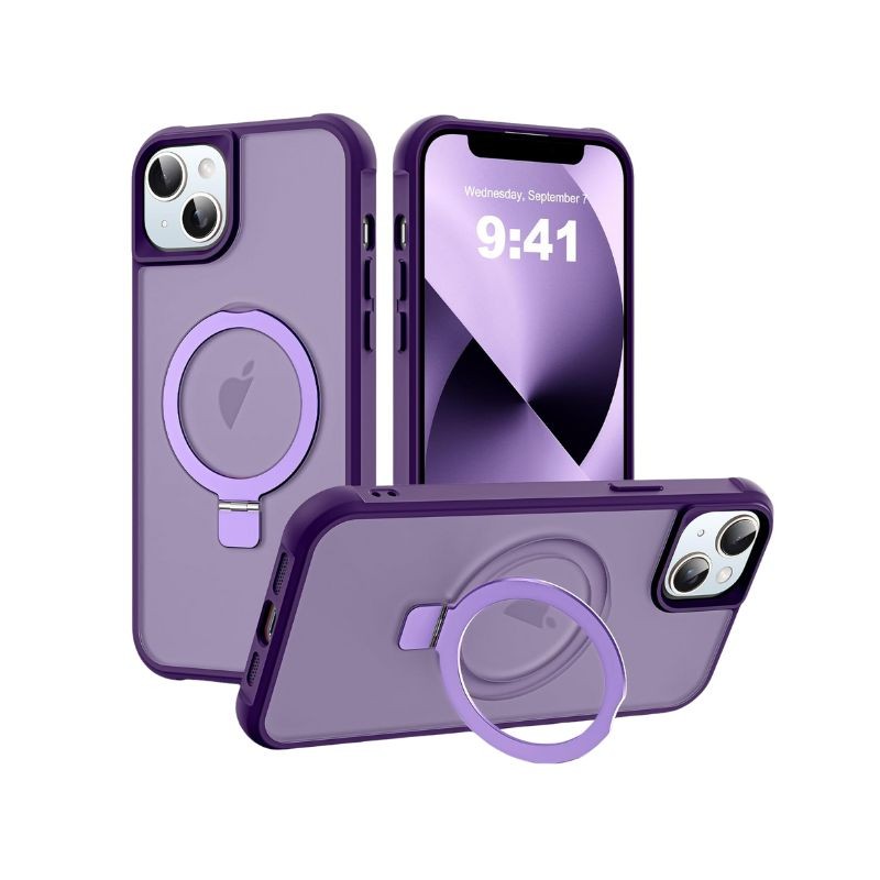 Ljubičasta Magsafe Ring maskica za iPhone 16 Pro Max sa magnetnim prstenom
