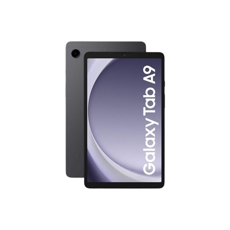 Samsung Galaxy Tab A9 8.7" WiFi tablet u sivoj boji sa prikazanim ekranom i metalnim kućištem