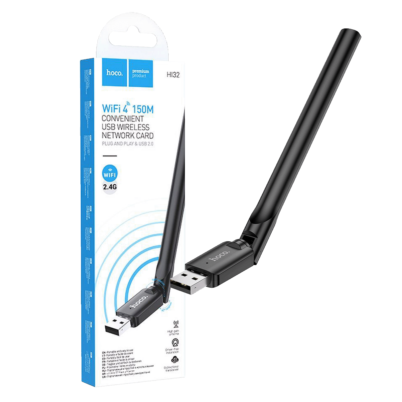 hoco. Wi-Fi mrežna kartica, USB, 5 dB, 150 Mbps - HI32 WiFi4 USB