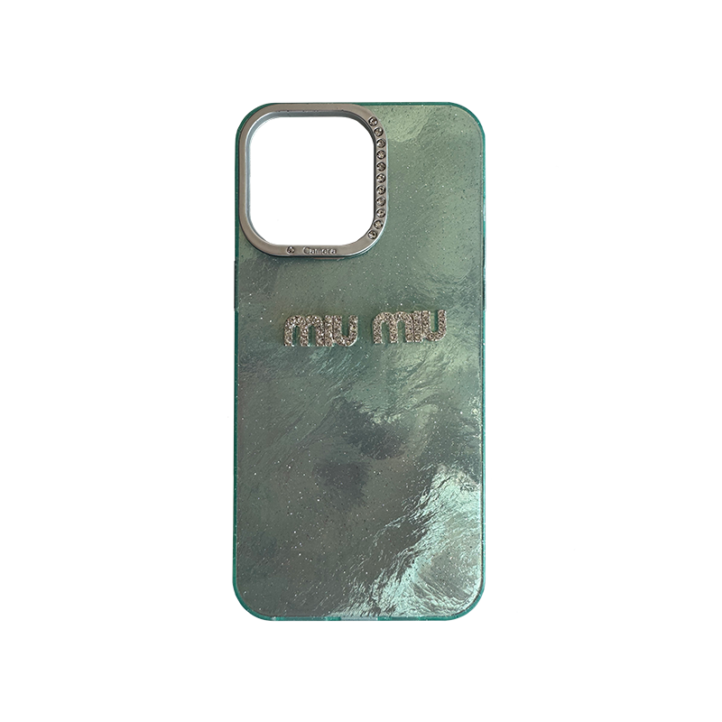 Glitter MiuMiu iPhone 16 Zelena