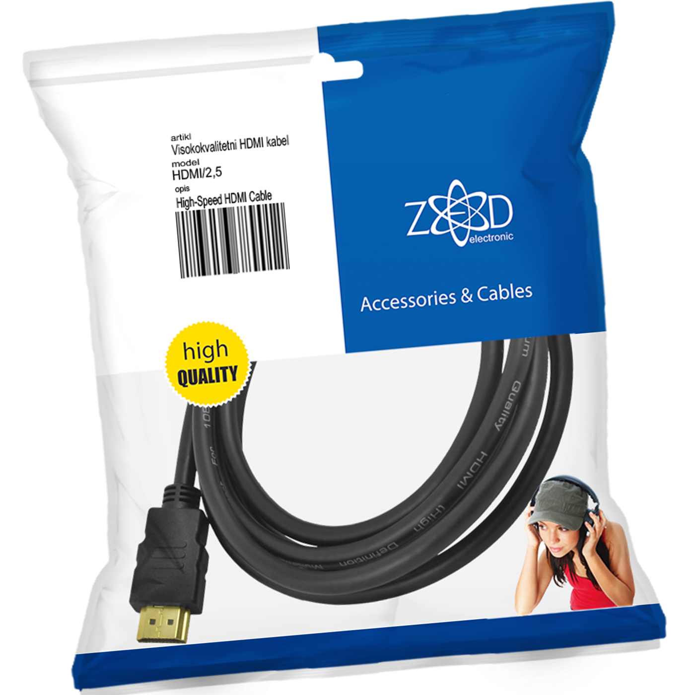 ZED electronic HDMI kabl, 2.5 met, ver. 1.4 - HDMI/2,5