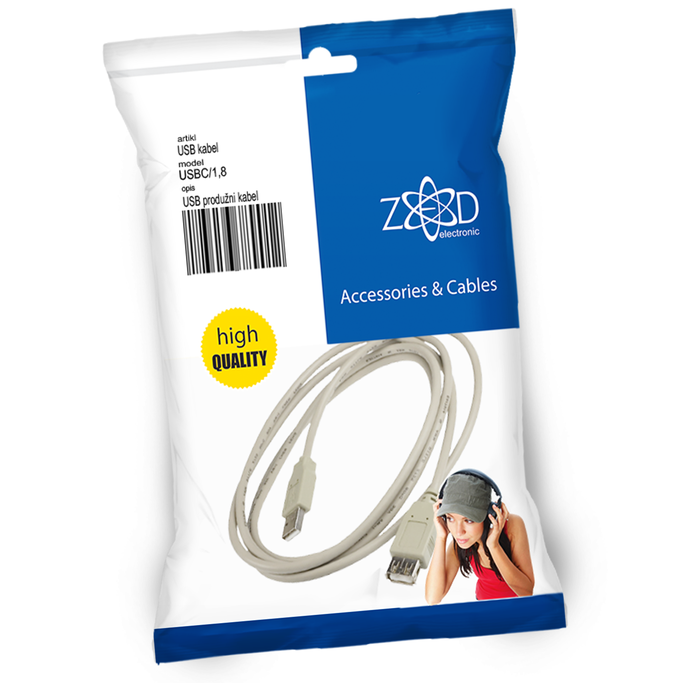 ZED electronic USB produžni kabl, dužina 1.8 metara - USBC/1,8