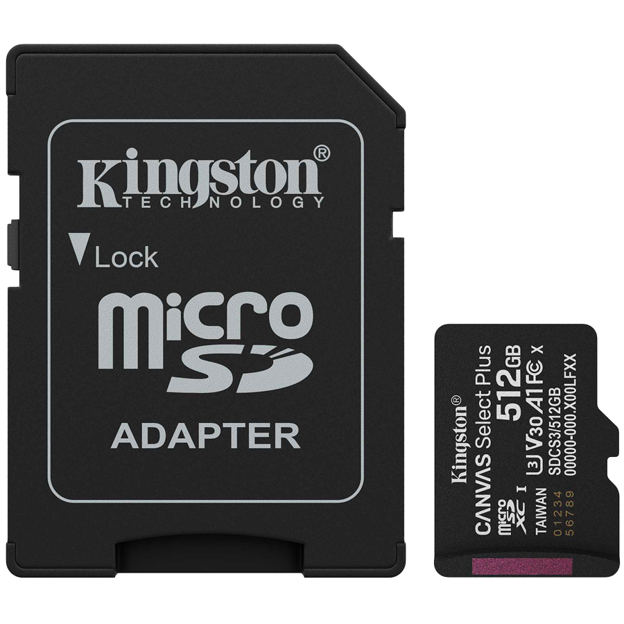 Kingston 512GB microSDXC Canvas Select Plus Gen3 150MB/s A1 Card + Adapter