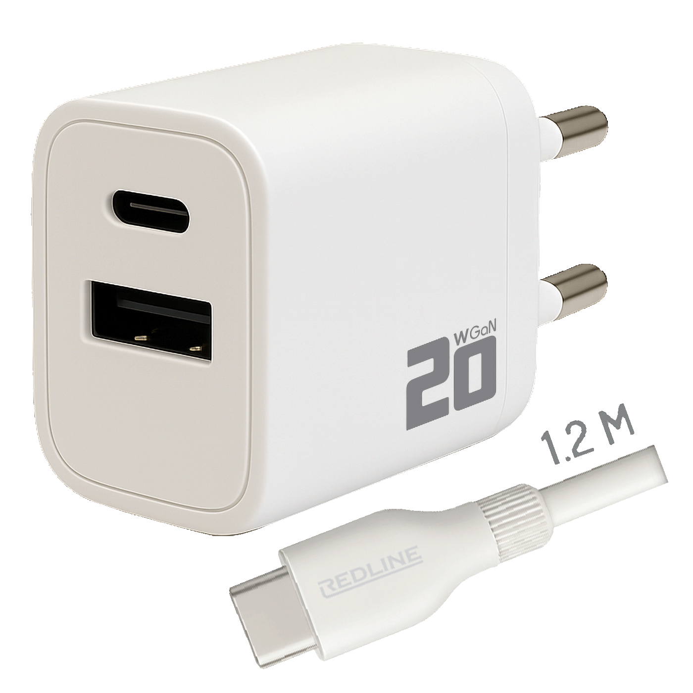 REDLINE Punjač sa USB-C kablom, 1 x USB-A, 1 x USB-C, brzi, 20W - PQ210AC+CC1.2M