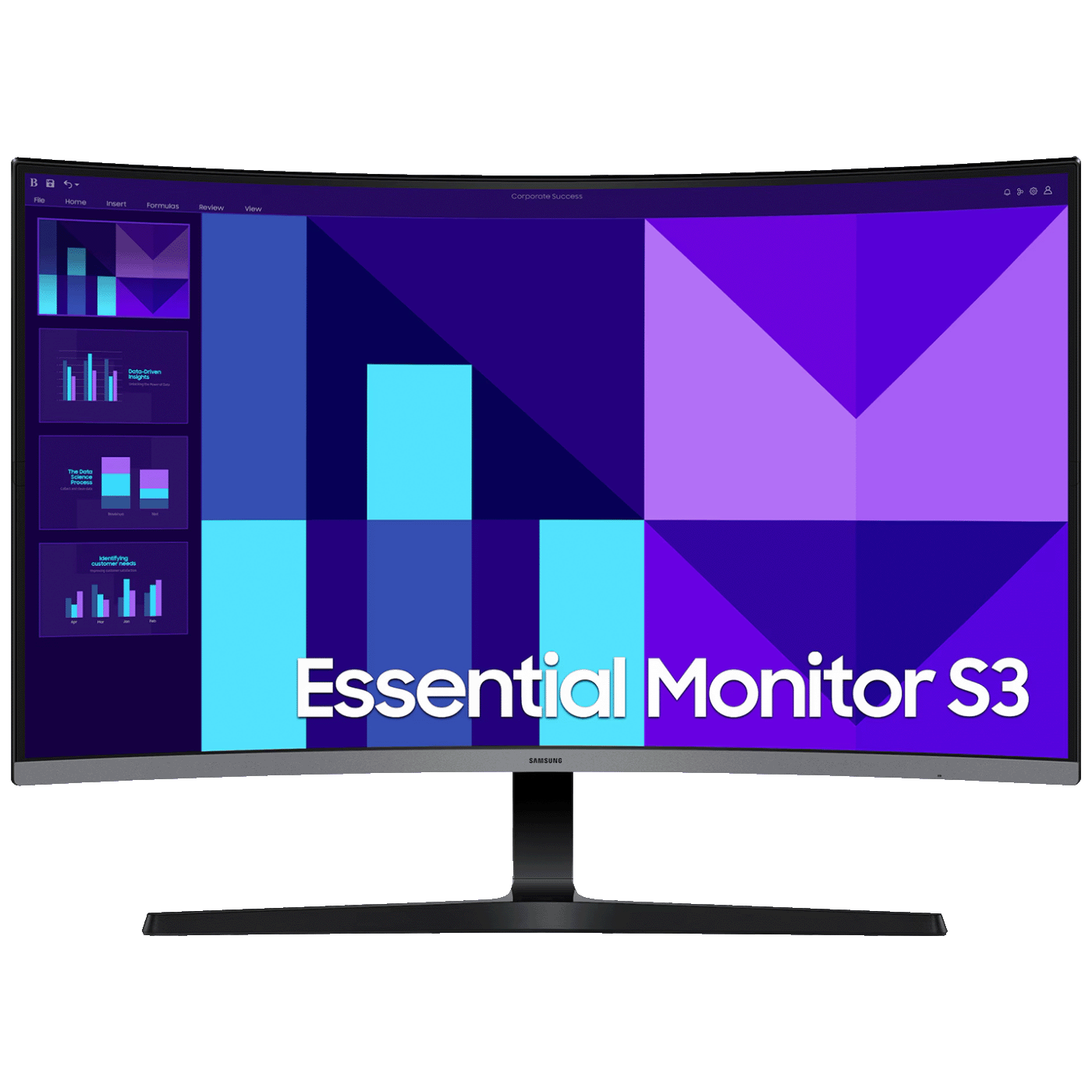 Samsung Monitor 32", Zakrivljeni, FullHD, Essential S3, HDMI, VGA - LS32D396GAUXEN