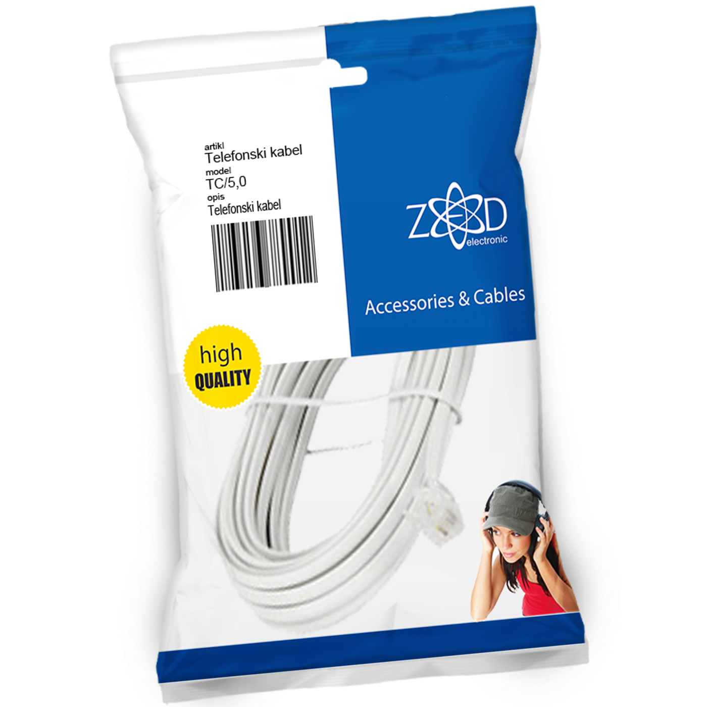 ZED electronic Telefonski kabl sa konektorima, dužina 5 met. - TC/5,0