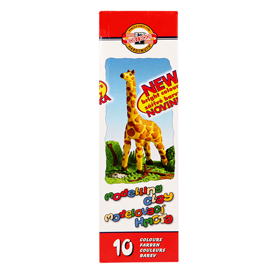 KN Plastelin 10 boja 200A, pakovanje sa deset različitih boja plastelina i alatkom za oblikovanje