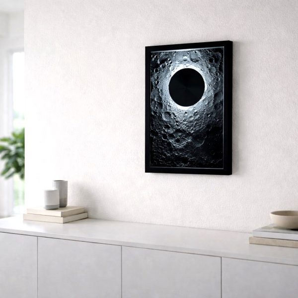 Moonscape dekorativna LED lampa sa reljefom mjesečeve površine u bijeloj verziji na zidu