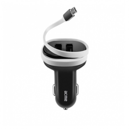 ACME CH106 Micro USB car charger with two USB ports and rolling cable