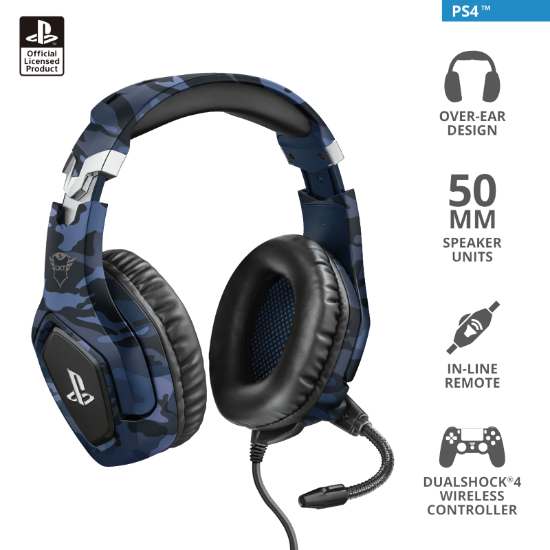 Trust GXT 488 Forze-B plave žičane gaming slušalice za PS4 i PS5