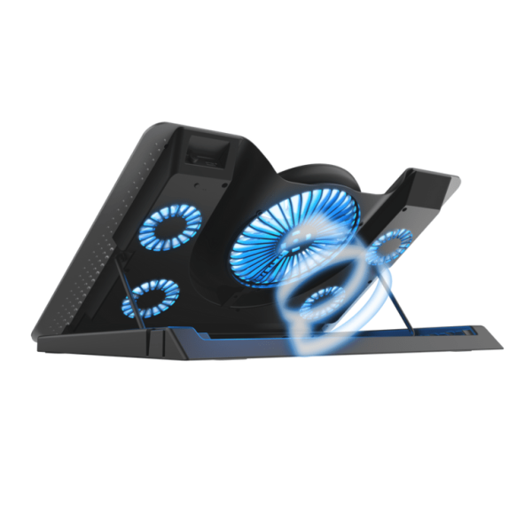 Trust Quno GXT 1125 LED cooling stand sa pet ventilatora i stalkom za telefon na stolu