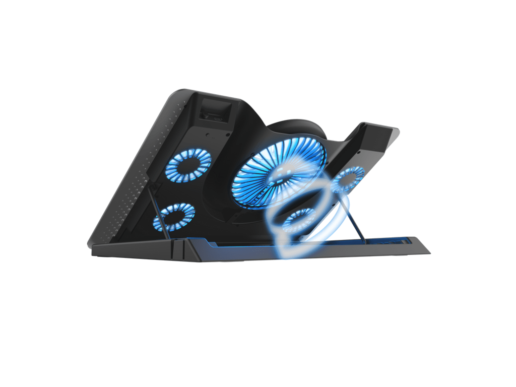 Trust Quno GXT 1125 LED cooling stand sa pet ventilatora i stalkom za telefon na stolu