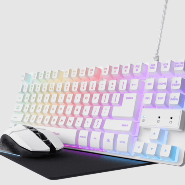 Trust GXT794W 3-u-1 gaming set bijela tastatura miš i podloga