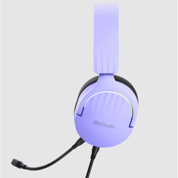 Trust GXT490P FAYZO 7.1 USB gaming slušalice ljubičaste boje sa odvojivim mikrofonom na tamnoj podlozi
