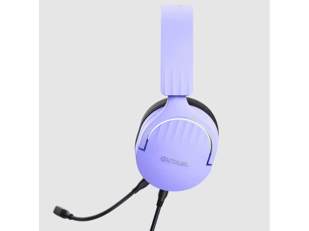 Trust GXT490P FAYZO 7.1 USB gaming slušalice ljubičaste boje sa odvojivim mikrofonom na tamnoj podlozi