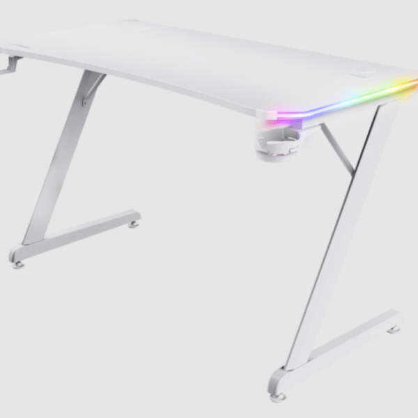 Trust GXT 709W LUMINUS RGB gaming sto bijeli s osvjetljenjem i površinom za računar
