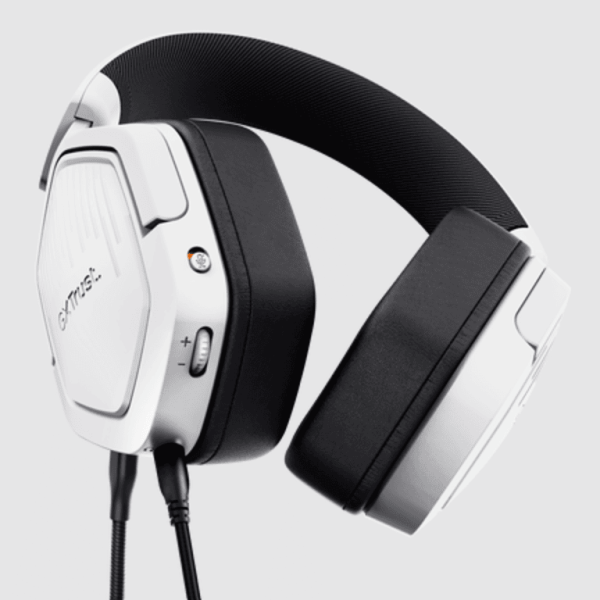 Trust GXT492W Carus bijele over-ear gaming slušalice na bijeloj podlozi