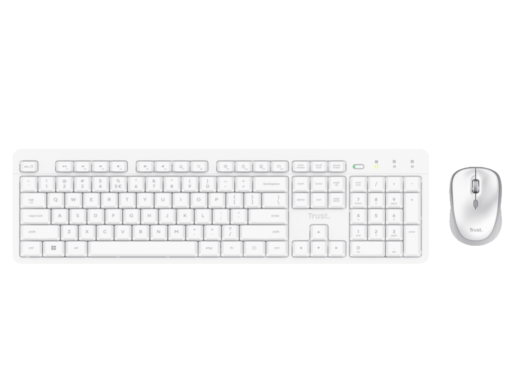Trust ODY II WRLS bežični set tastature i miša bijele boje na bijeloj podlozi