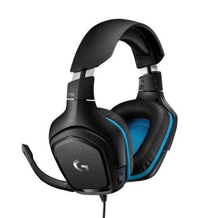 Logitech G432 7.1 gaming slušalice sa mikrofonom, over-ear žičane, crne boje na bijeloj pozadini