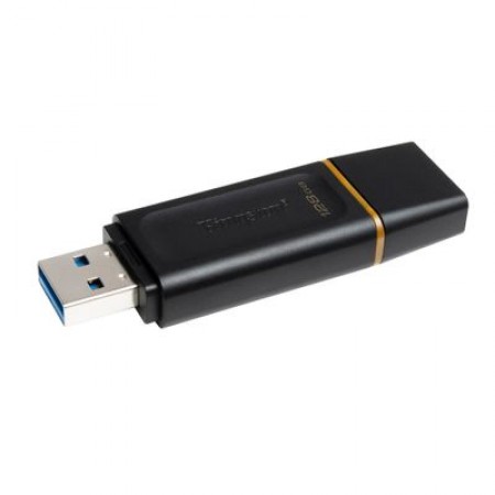 Kingston USB memorija Exodia 128GB sa crnim kućištem i kliznim mehanizmom na bijeloj pozadini