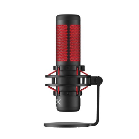 HyperX QuadCast USB kondenzatorski mikrofon sa crvenim LED osvetljenjem na anti-vibracionom nosaču i stalku