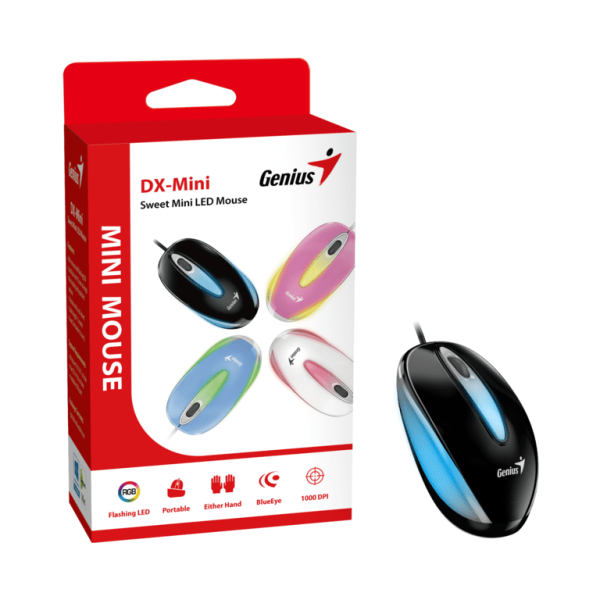 Genius DX-Mini USB LED optički miš crne boje sa kablom od 1.5 metara