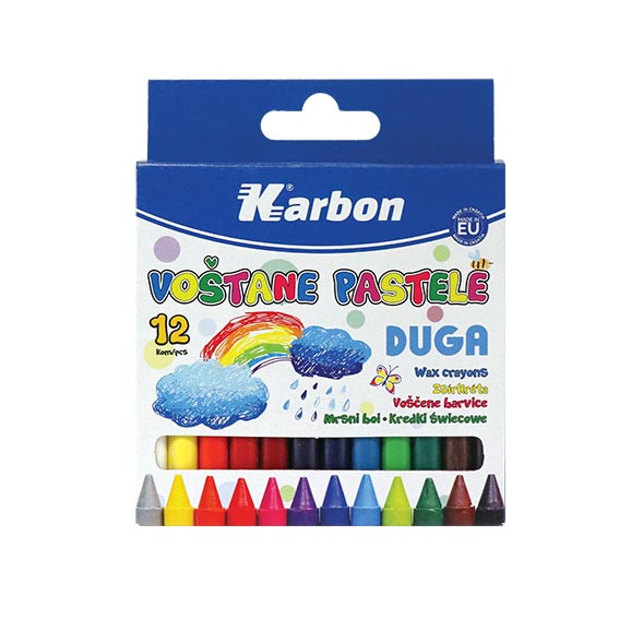 Set EK voštanih boja 1/12 u kartonskoj kutiji sa 12 jarkih okruglih boja