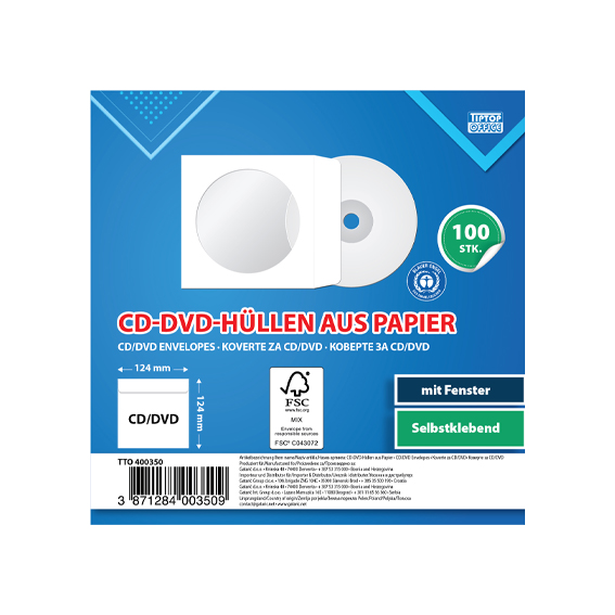 Bijeli TTO omot za CD pakovanje od 80g papira